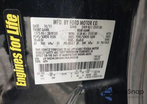 2012 Ford Edge Limited z USA, uszkodzony, nr VIN 2FMDK3K95CBA30232